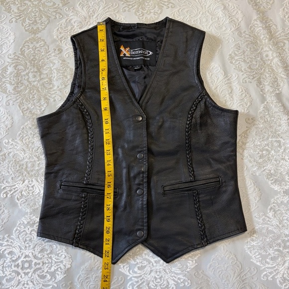Xelement Motorcycle Genuine Leather Vest With Braided Detail Black Size Large - Picture 8 of 8